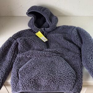 NWT - All in Motion Kids Gray Sherpa Jacket, Super Soft & Cozy, size M